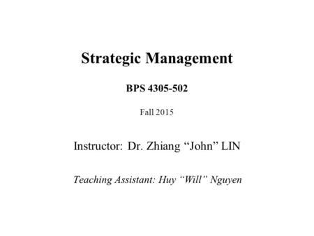 Strategic Management BPS Fall 2015