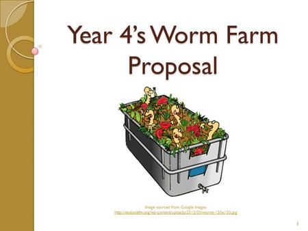 Year 4’s Worm Farm Proposal 1 Image sourced from Google Images
