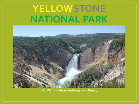 YELLOWSTONE NATIONAL PARK By: Wendy, Mirae, Anthony, and Benny.