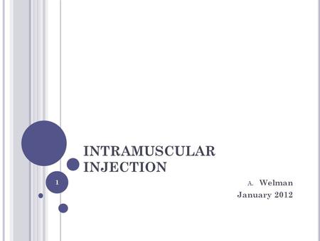 INTRAMUSCULAR INJECTION A. Welman January 2012 1.
