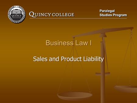Sales and Product Liability