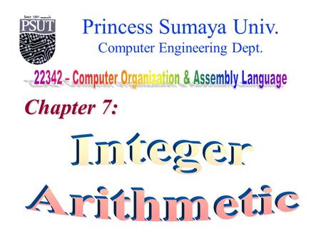 Princess Sumaya Univ. Computer Engineering Dept. Chapter 7: