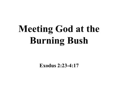 Meeting God at the Burning Bush Exodus 2:23-4:17.
