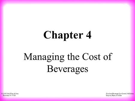Managing the Cost of Beverages