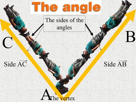 The sides of the angles The vertex B C A Side ABSide AC.