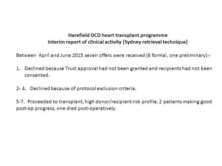 Harefield DCD heart transplant programme