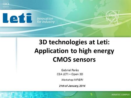 3D technologies at Leti: Application to high energy CMOS sensors