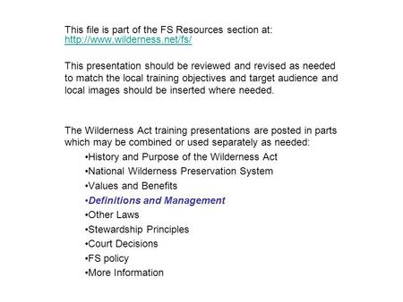 This file is part of the FS Resources section at:   This presentation should be reviewed and.