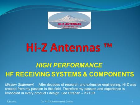 HIGH PERFORMANCE HF RECEIVING SYSTEMS & COMPONENTS