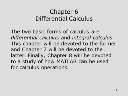 Chapter 6 Differential Calculus