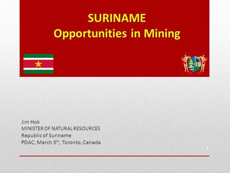 SURINAME Opportunities in Mining