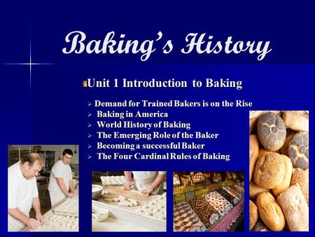 Unit 1 Introduction to Baking