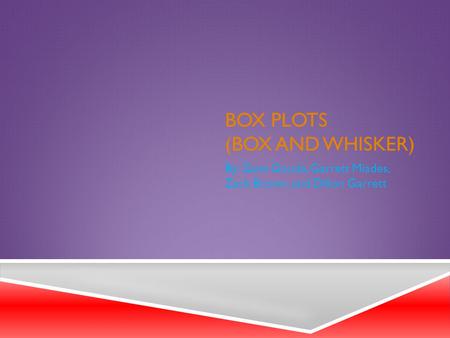 BOX PLOTS (BOX AND WHISKER) By: Zane Gouda, Garrett Miades, Zack Brown, and Dillon Garrett.