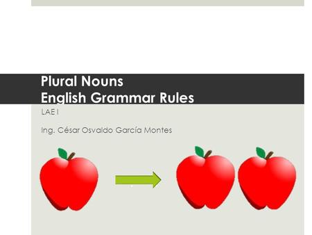 Plural Nouns English Grammar Rules LAE I Ing. César Osvaldo García Montes.