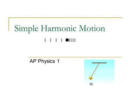 Simple Harmonic Motion AP Physics 1. Simple Harmonic Motion Back and forth motion that is caused by a force that is directly proportional to the displacement.