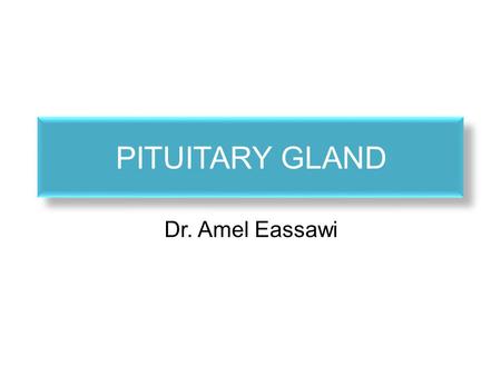 Pituitary Gland Dr. Amel Eassawi.