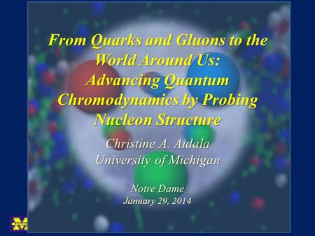 From Quarks and Gluons to the World Around Us: Advancing Quantum Chromodynamics by Probing Nucleon Structure Christine A. Aidala University of Michigan.