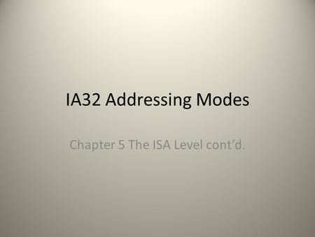 IA32 Addressing Modes Chapter 5 The ISA Level cont’d.