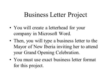 Business Letter Project