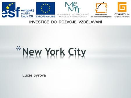 Lucie Syrová. * General facts * History * Manhattan * Culture * Shopping & sports.