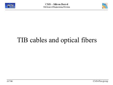 TIB cables and optical fibers ______________________________________________________ 13/7/06 CMS-Pisa group.