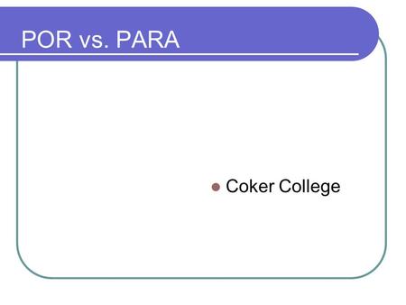 POR vs. PARA Coker College.