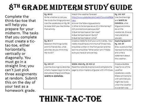 8th Grade Midterm Study Guide