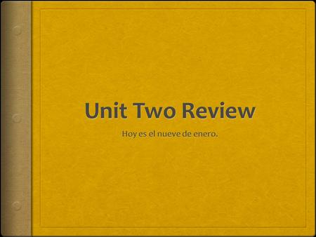 Unit Two Review Hoy es el nueve de enero..
