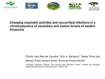 Changing enzymatic activities and mycorrhizal infections in a chronosequence of secondary and mature forests of eastern Amazonia Cl á udio Jos é Reis de.