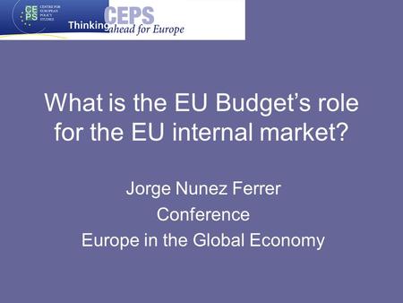 What is the EU Budgets role for the EU internal market? Jorge Nunez Ferrer Conference Europe in the Global Economy.