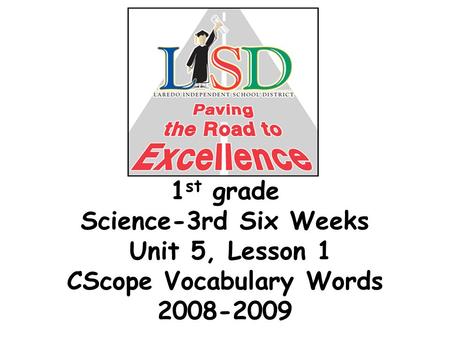 1 st grade Science-3rd Six Weeks Unit 5, Lesson 1 CScope Vocabulary Words 2008-2009.