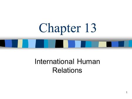 1 Chapter 13 International Human Relations. 2 Learning Objectives Define the term multinational enterprise and discuss four major reasons why companies.