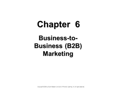 Business-to-Business (B2B) Marketing