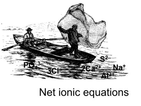 S2– PO43– Na+ 2Ca2+ 3Cl– Al3+ Net ionic equations.