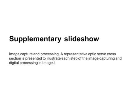 Supplementary slideshow Image capture and processing. A representative optic nerve cross section is presented to illustrate each step of the image capturing.