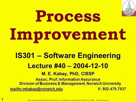 IS301 – Software Engineering V: