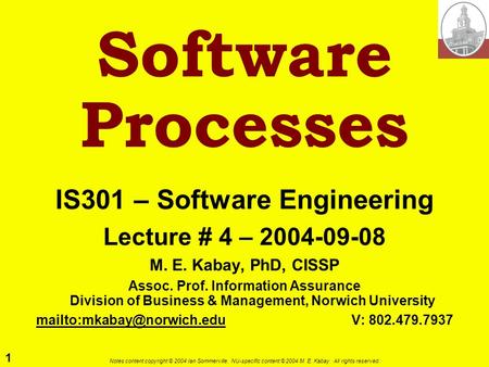 IS301 – Software Engineering V: