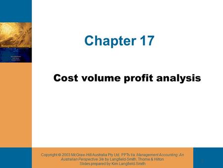 Cost volume profit analysis