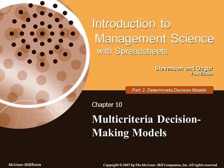 Multicriteria Decision-Making Models