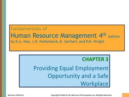 CHAPTER 3 Providing Equal Employment Opportunity and a Safe Workplace