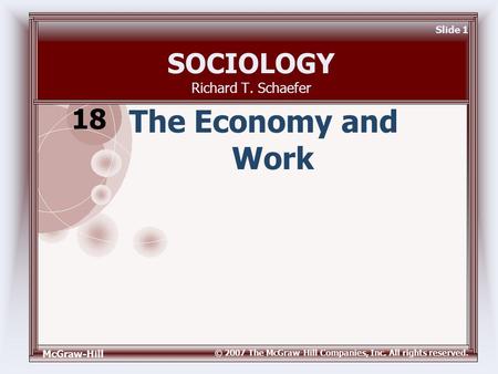 McGraw-Hill © 2007 The McGraw-Hill Companies, Inc. All rights reserved. Slide 1 SOCIOLOGY Richard T. Schaefer The Economy and Work 18.