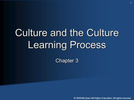 Culture and the Culture Learning Process