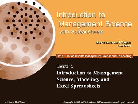 Introduction to Management Science, Modeling, and Excel Spreadsheets
