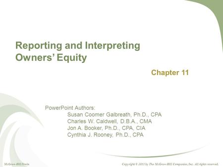 Reporting and Interpreting Owners’ Equity