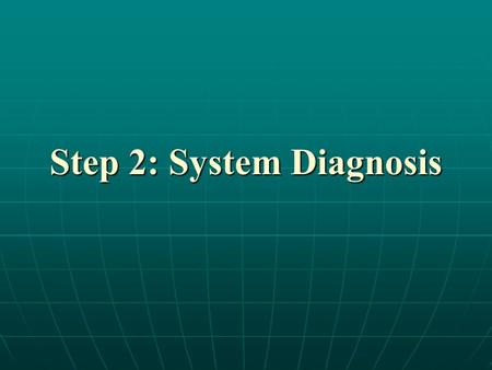 Step 2: System Diagnosis. Learning Objectives Define system and SWOT analysis Define system and SWOT analysis Participate in strategic planning teams.