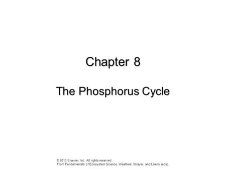 Chapter 8 The Phosphorus Cycle