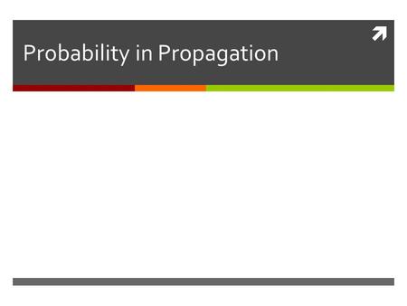 Probability in Propagation