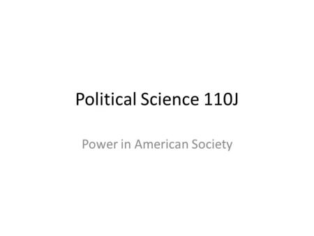 Power in American Society