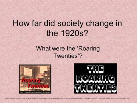 How far did society change in the 1920s?