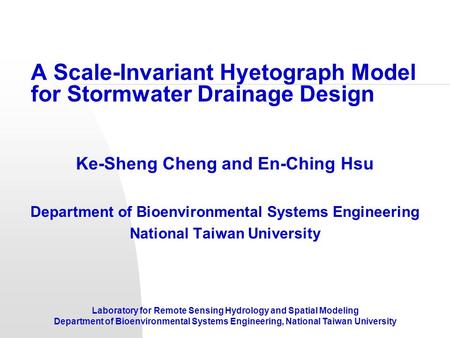 A Scale-Invariant Hyetograph Model for Stormwater Drainage Design